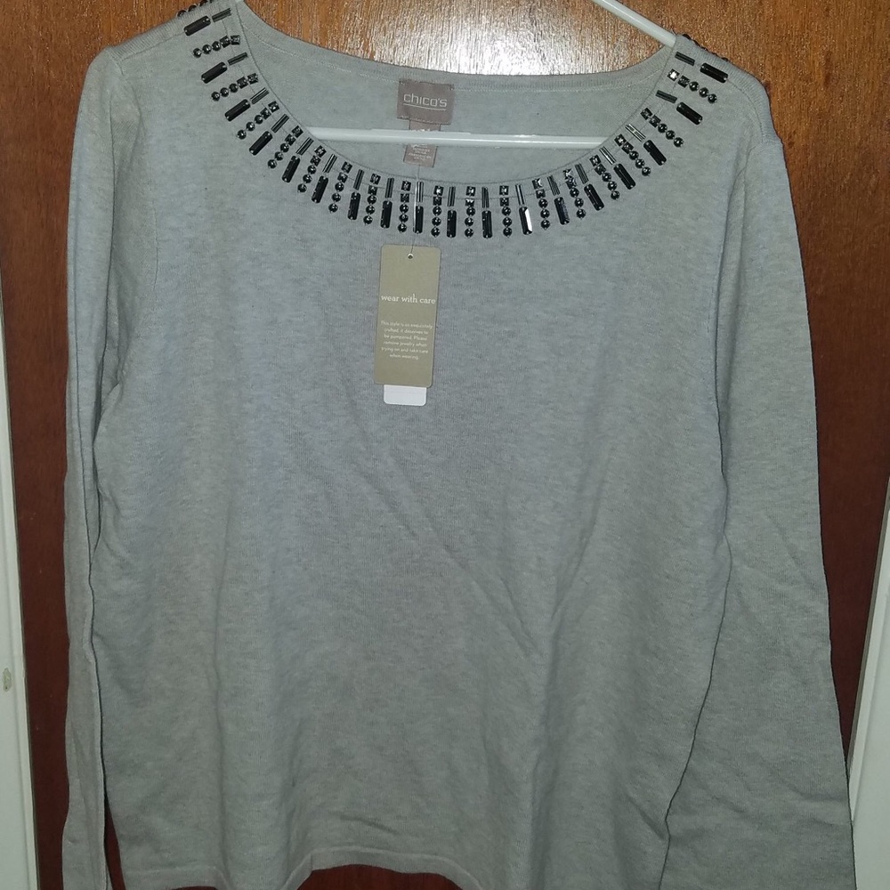 Women’s beaded neckline sweater